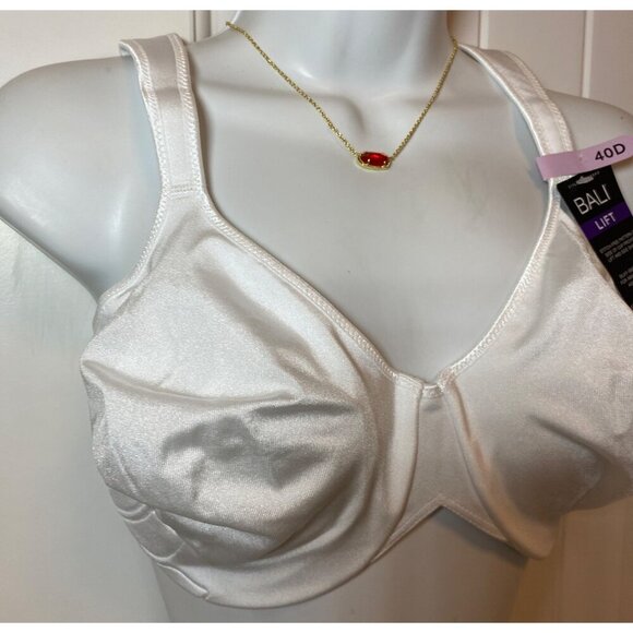 Bali Lift Women’s Underwire Bra 40D Smooth Satin White Adjustable Straps‎ - Picture 3 of 8
